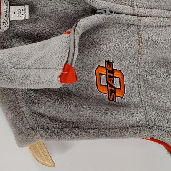 Pressbox Zip Up Vest Size Large Gray OSU Cowboys Oklahoma State Velour NWT - Picture 2 of 6